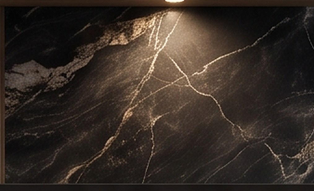 Dramatic veined stone under spot light