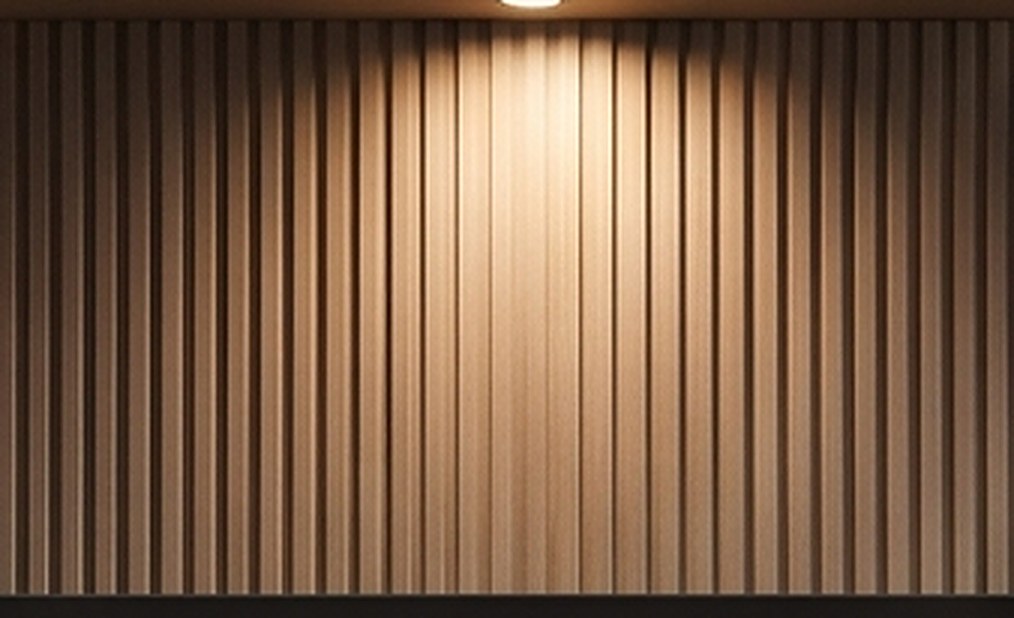 Fluted white oak under spot light