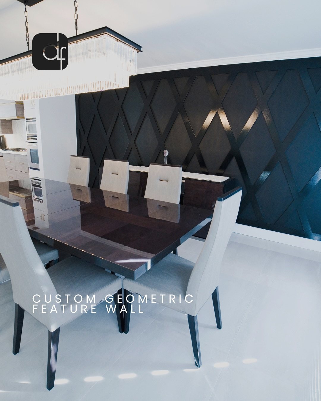 Matte black geometric feature wall
